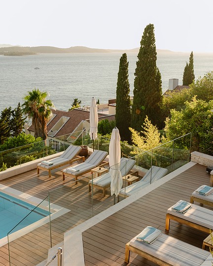 Private swimming pool near sea